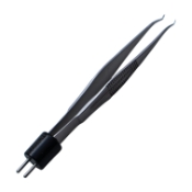 Coaptation Bipolar Forceps, Curved, 0.4mm Tip, 3.5mm Angled Platforms, 10mm High Polish Area, Wide Serrated Handle, Overall Length 4-3/5" (117mm) 